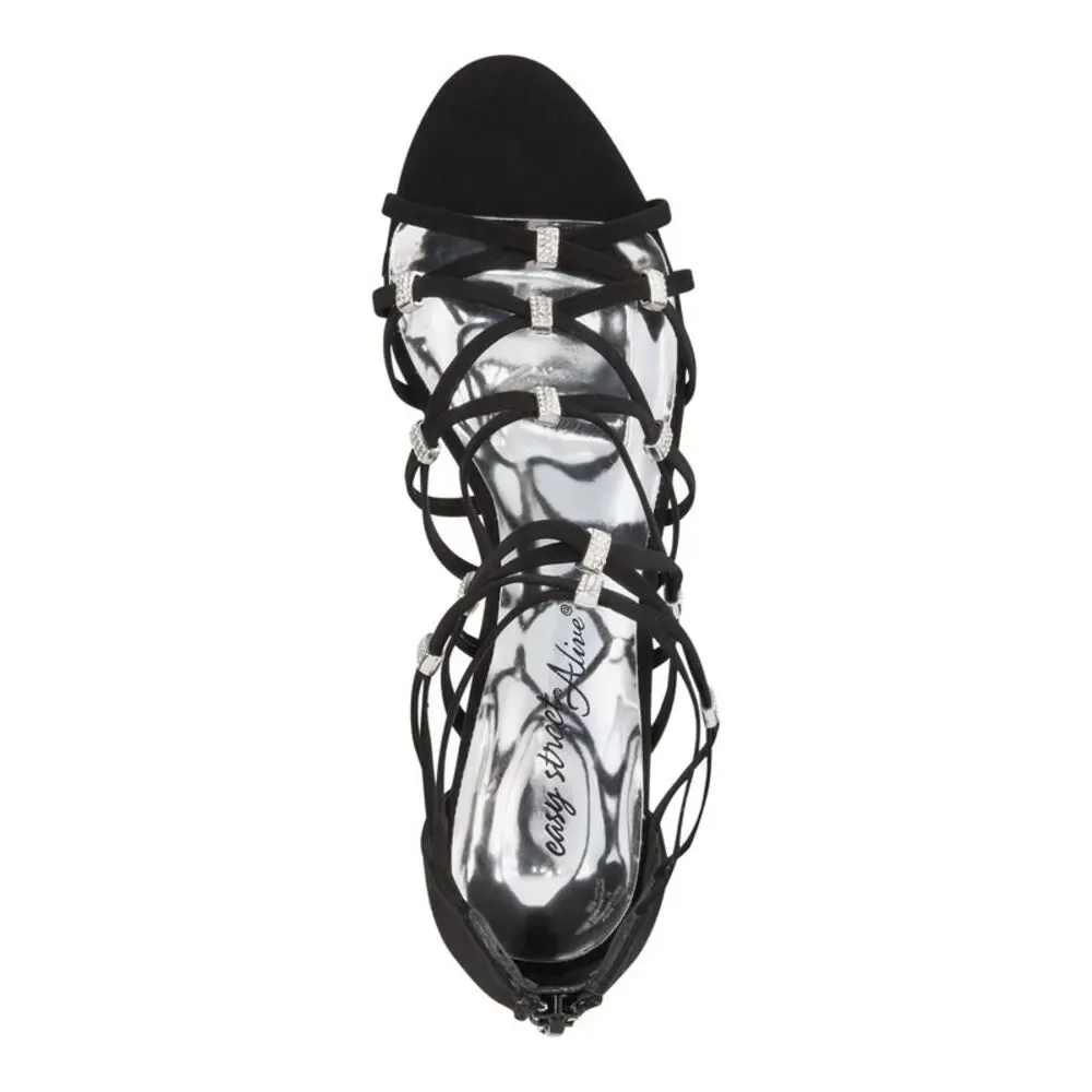 EASY STREET Womens Black Caged Detail Nightingale Kitten Heel Sandals 5.5 - Picture 3 of 4